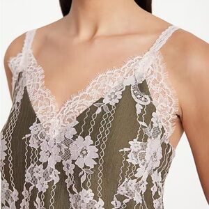 Express Olive Lace-Trim Tank Top